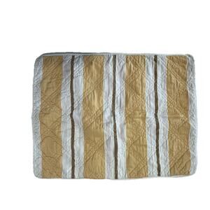 Restoration Hardware Quilted Pillow Sham Standard Yellow Paisley Stripe Cotton